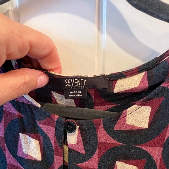 Seventy Sergio Tegon made in Romania dress Small 30” elastic waist with bow - Picture 4 of 6